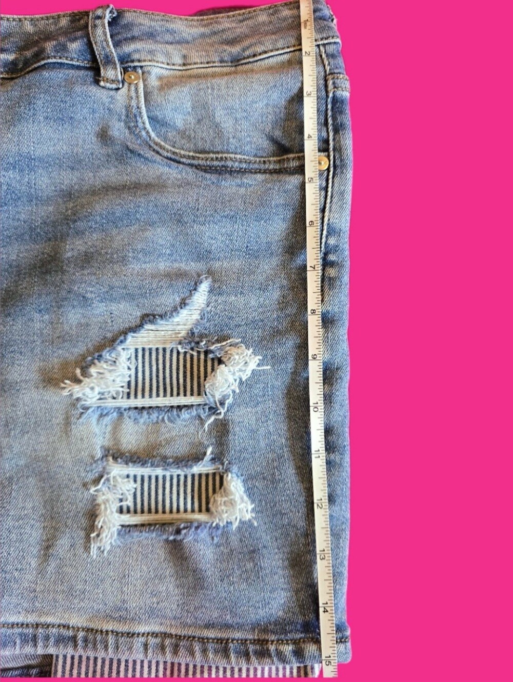 "KanCan" High-Rise Distressed Button Fly Denim Shorts-Size 18-NWOT - Picture 9 of 13